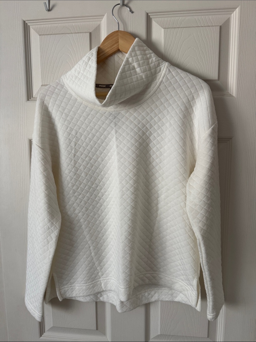 RBX Cream Quilted Cowl Neck Sweater